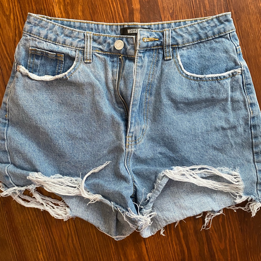 High waisted jean shorts
